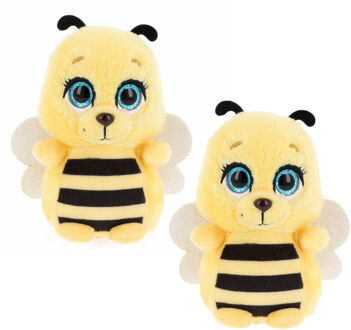 Keel Toys Knuffeldier kleine honingbij - 2x - zachte pluche stof - premium kwaliteit knuffels - geel/zwart - 1