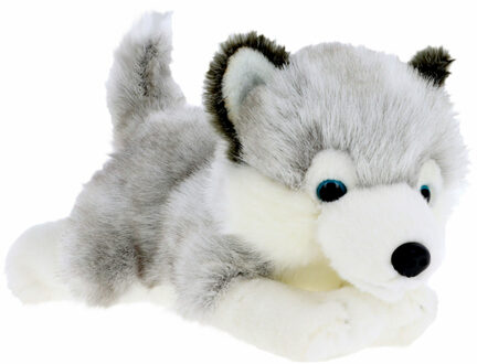 Keel Toys Knuffeldier Puppy Husky hond - zachte pluche stof - premium kwaliteit knuffels - grijs - 30 cm