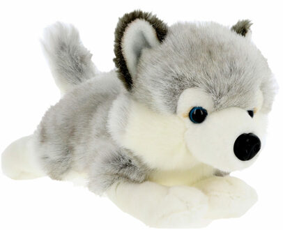 Keel Toys Knuffeldier Puppy Husky hond - zachte pluche stof - premium kwaliteit knuffels - grijs - 35 cm