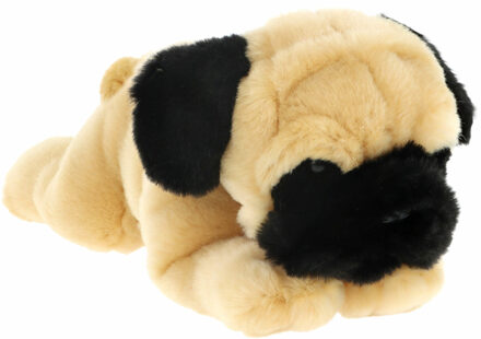 Keel Toys Knuffeldier Puppy Mopshond hond - zachte pluche stof - premium kwaliteit knuffels - beige - 30 cm