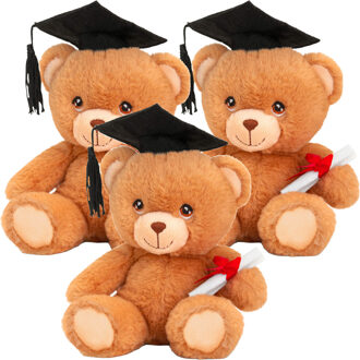 Keel Toys Pakket van 10x stuks Keel Toys pluche geslaagd knuffel beertjes 14 cm - Afstudeer geslaagd cadeau feestartikelen