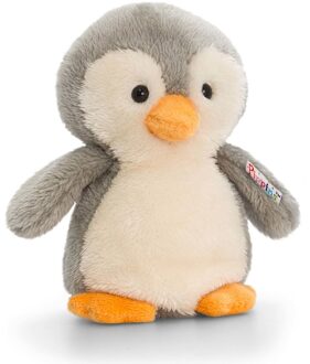 Keel Toys Pinguin - pluche knuffel - grijs/wit - 14 cm