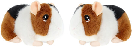 Keel Toys pluche Cavia - 2x - knuffeldier - rood - met geluid - 15 cm - knuffel Cavia