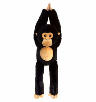 Keel Toys pluche Chimpansee aap knuffeldier - zwart/bruin - hangend - 50 cm