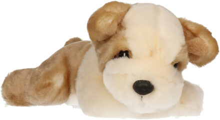 Keel Toys Pluche creme/lichtbruine Bulldog puppy honden knuffel 25 cm - Knuffel huisdieren Beige