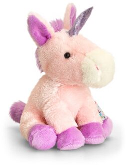 Keel Toys pluche eenhoorn knuffel - roze/wit - 14 cm - mystieke dieren