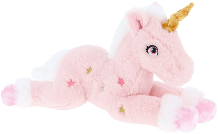 Keel Toys pluche eenhoorn knuffel - roze/wit - 35 cm - mystieke dieren - met glitter sterren