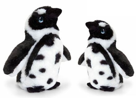 Keel Toys pluche Humboldt pinguin knuffeldieren - wit/zwart - staand - 18 en 25 cm - Knuffeldier Multikleur