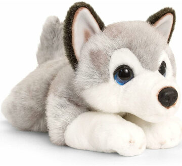 Keel Toys pluche Husky - grijs/wit - 37 cm - honden knuffel