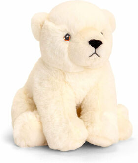 Keel Toys pluche ijsbeer knuffeldier - wit - zittend - 18 cm