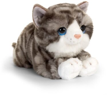 Keel Toys pluche kat/poes knuffeldier - grijs - 32 cm - katten knuffeldieren - Speelgoed