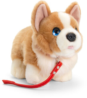 Keel Toys Pluche knuffel dier corgi hond aan lijn 30 cm - Knuffel huisdieren Multikleur