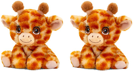Keel Toys Pluche knuffel dier giraffe - 2x - super zacht - 16 cm - Knuffeldier Multikleur