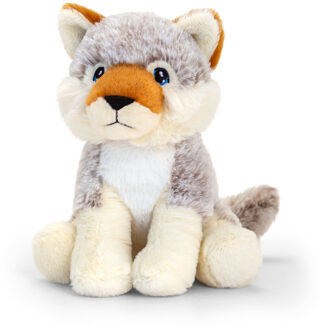 Keel Toys Pluche knuffel dier grijze wolf 18 cm - Knuffeldier Multikleur