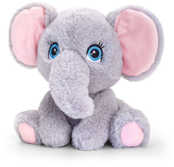 Keel Toys Pluche knuffel dier olifant 25 cm - Knuffeldier Grijs