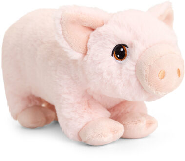 Keel Toys Pluche knuffel dier - roze varken / biggetje - 18 cm - Knuffelbeesten - Boerderij dieren Multi