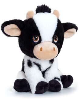 Keel Toys Pluche knuffel dier zwart/witte koe 18 cm