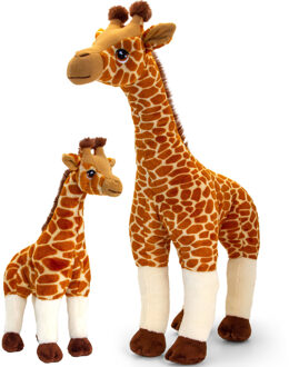 Keel Toys Pluche knuffel dieren Giraffes familie setje 30 en 70 cm - Knuffeldier Bruin