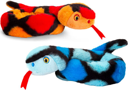 Keel Toys Pluche knuffel dieren kleine opgerolde slangen rood en blauw 65 cm - Knuffeldier