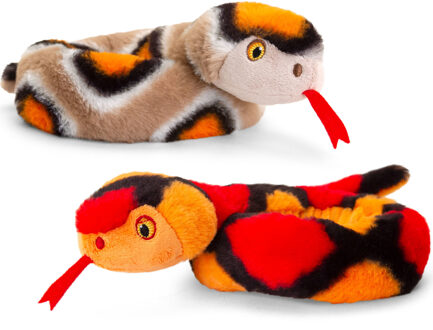 Keel Toys Pluche knuffel dieren kleine opgerolde slangen rood en bruin 65 cm