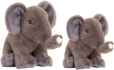Keel Toys Pluche knuffel dieren set 2x olifanten 18 en 25 cm
