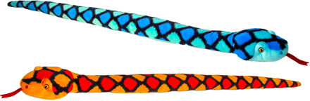 Keel Toys Pluche knuffel dieren set van 2x slangen rood en blauw 100 cm