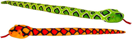 Keel Toys Pluche knuffel dieren set van 2x slangen rood en groen 100 cm