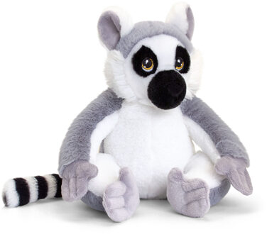 Keel Toys Pluche knuffel ringstaart maki aap - 25 cm - Knuffelbeesten - grijs - apen speelgoed