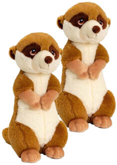 Keel Toys Pluche knuffel Stokstaartje - 2x stuks - 30 cm - Dieren knuffelbeesten voor kinderen