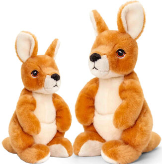 Keel Toys Pluche knuffels kangoeroe familie 20 en 27 cm - Knuffeldier Multikleur
