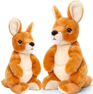 Keel Toys Pluche knuffels kangoeroe familie 20 en 27 cm