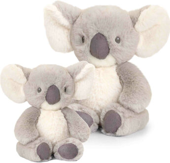 Keel Toys Pluche knuffels koala familie - 2x stuks - 14 en 25 cm - grijs - knuffeldieren setje - c