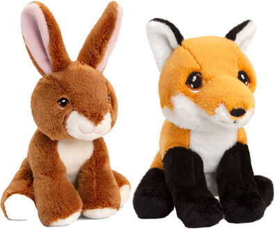 Keel Toys Pluche knuffels konijn en rode vos bosdieren vriendjes 12 cm - Knuffeldier Multikleur
