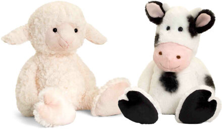 Keel Toys Pluche knuffels lammetje en koe boerderij vriendjes 18 cm