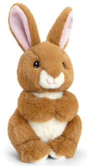 Keel Toys pluche Konijn - knuffeldier - bruin - zittend - 19 cm - knuffel Konijn