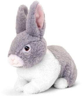Keel Toys pluche Konijn - knuffeldier - grijs - zittend - 18 cm - knuffel Konijn