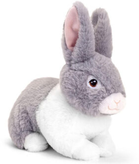 Keel Toys pluche Konijn - knuffeldier - grijs - zittend - 25 cm - knuffel Konijn