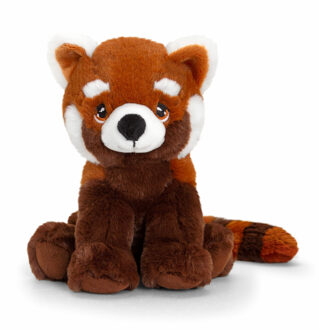 Keel Toys pluche rode Panda knuffeldier - rood/wit - zittend - 18 cm