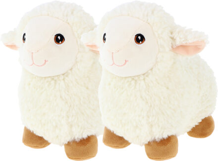 Keel Toys pluche schaap/lammetje knuffeldier - 2x - wit - lopend - 18 cm