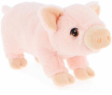 Keel Toys pluche varken/biggetje knuffeldier - roze - lopend - 28 cm - Knuffel boederijdieren