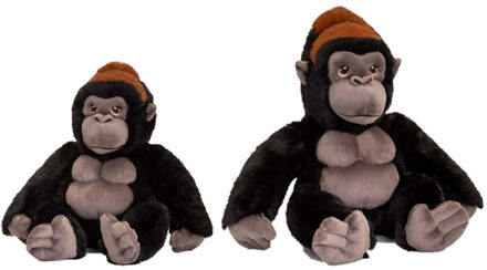 Keel Toys Set van 2x stuks Gorilla aap/apen knuffels 20 en 30 cm - Bergland gorillas knuffelbeesten