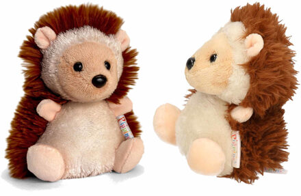 Keel Toys Set van 2x stuks pluche knuffel egels/egel van 14 cm - Dieren knuffelbeesten voor kinderen of decoratie