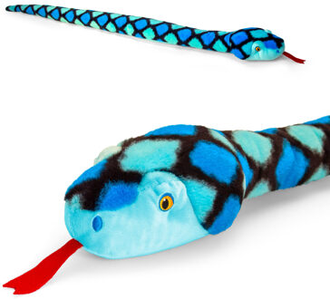 Keel Toys slang knuffel - pluche - blauw - 100 cm - dier - cadeau Knuffelbeest - reptiel