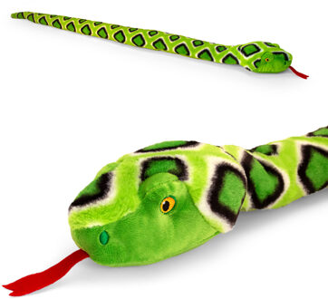 Keel Toys slang knuffel - pluche - groen - 100 cm - dier - cadeau Knuffelbeest - reptiel