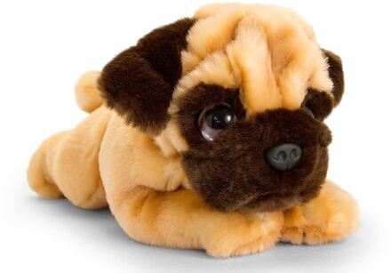 Keel Toys Speelgoed liggende knuffel Mopshond bruin hondje 25 cm