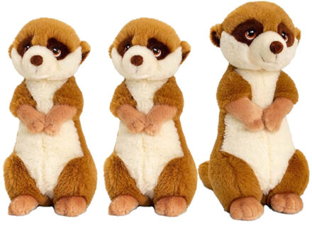 Keel Toys Stokstaartjes familie knuffels set van 3x stuks - Knuffeldier Multikleur
