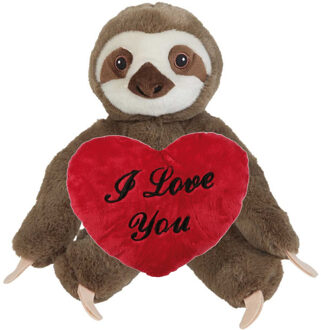 Keel Toys Valentijn Love cadeau set - Knuffel Luiaard met rood Love you hartje 10 cm