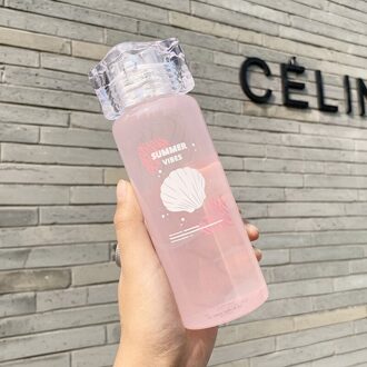Keelorn Glas Water Fles Frosted 320Ml Cute Mooie Voor Vrouwen Dame Meisje Studenten Flessen Met Touw Fles Roze