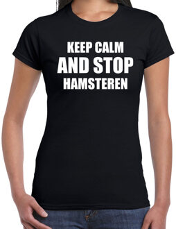 Keep calm and stop hamsteren corona virus / crisis zwart voor dames M
