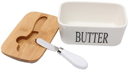 Keeper Container Boter Box Tool Afdichting Opbergvak Kaas Met Houten Deksel Keuken Schotel Keramische Nordic Stijl Plaat Voedsel